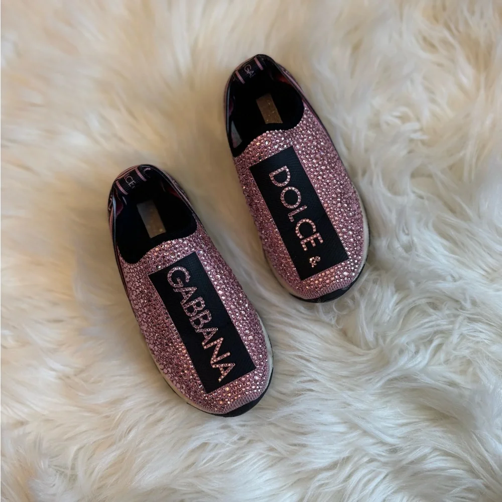 Dolce & Gabbana Kids Pink rhinestone sneakers